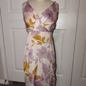 Monteau Purple and Yellow Floral Midi Dress